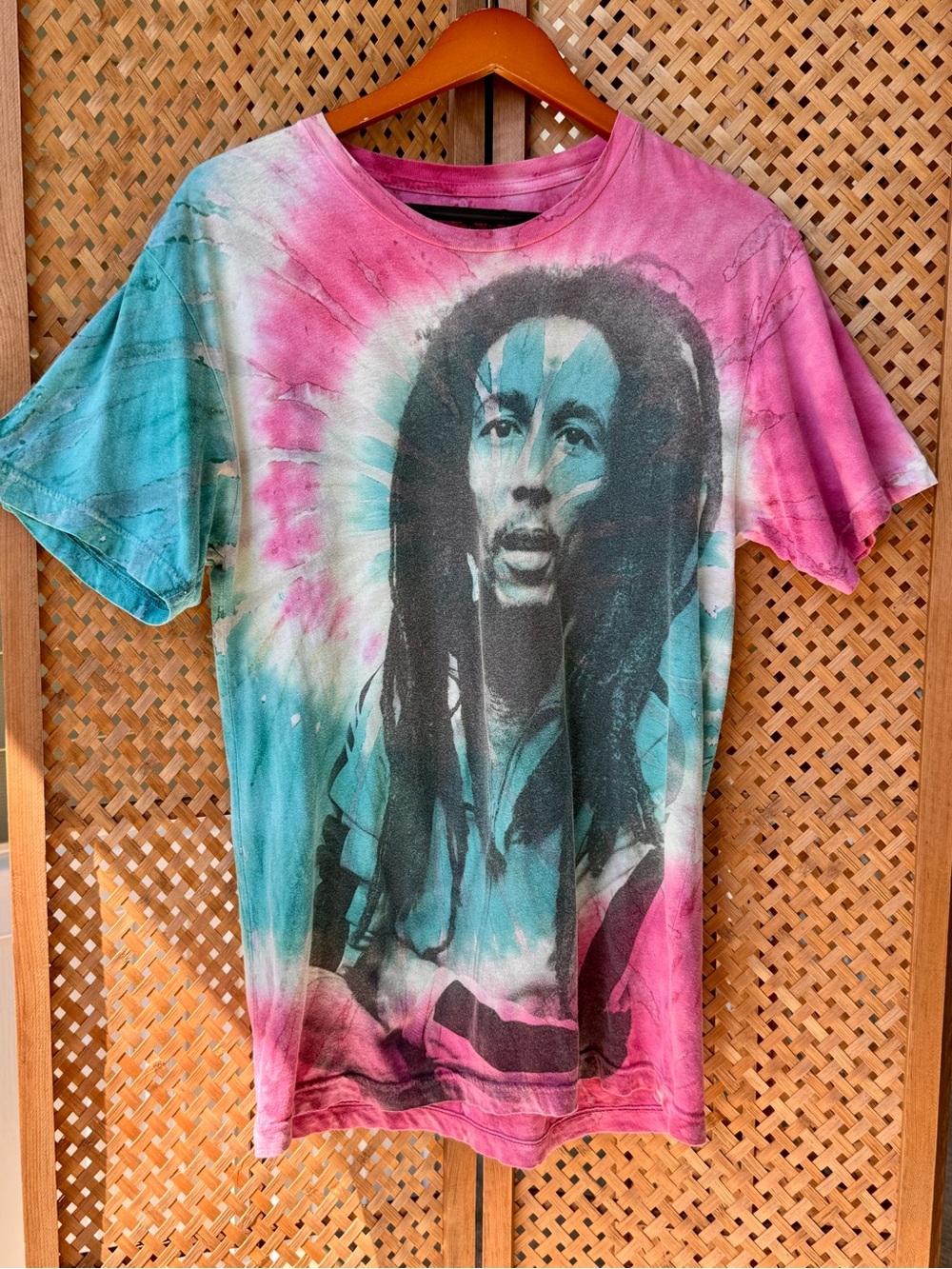 Rock Icons Bob Marley Pink Tie-Dye Graphic Tee